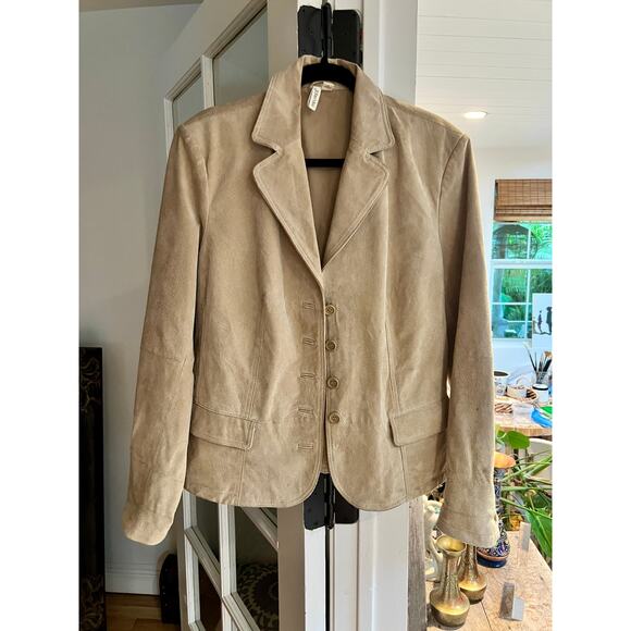 St. John’s Bay Women’s Vintage Tan Suede Leather Jacket, 90s Leather Coat, Sz XL - Picture 6 of 9